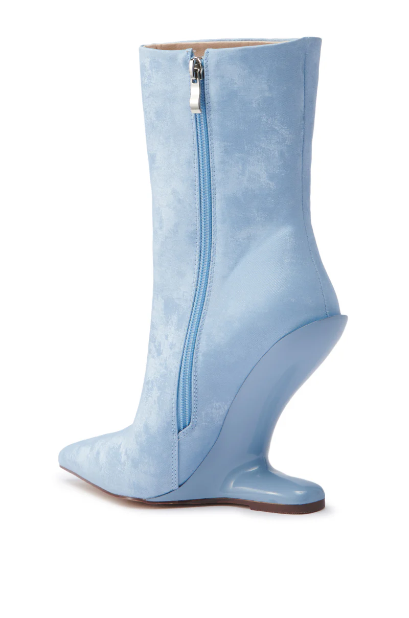 AZALEA WANG GLACIELLE BLUE WEDGE BOOTIE - Image 6