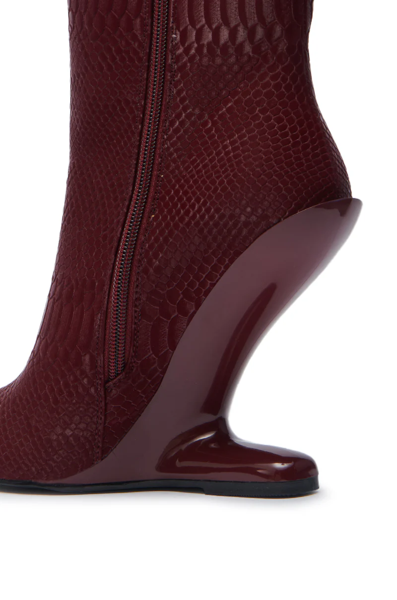 AZALEA WANG GLACIELLE BURGUNDY CROC BOOTIE - Image 6