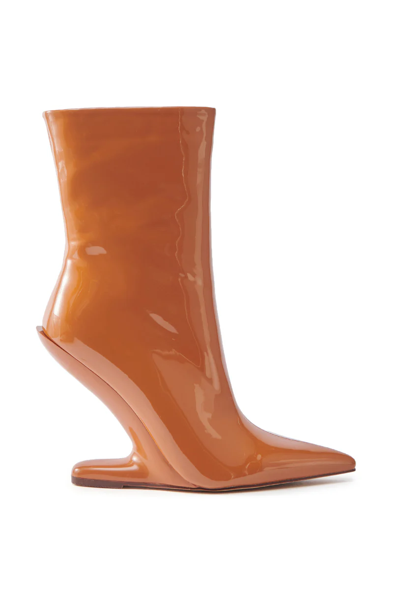AZALEA WANG GLACIELLE PATENT NUDE WEDGE BOOTIE - Image 3