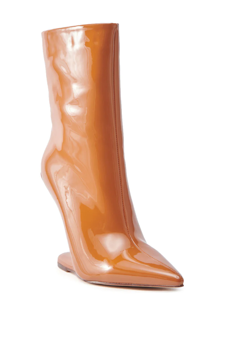 AZALEA WANG GLACIELLE PATENT NUDE WEDGE BOOTIE - Image 4