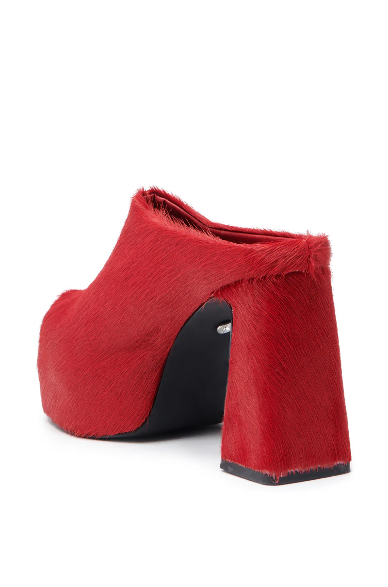 AZALEA WANG GOLDING RED PONY HAIR CLOG PUMP - Image 5