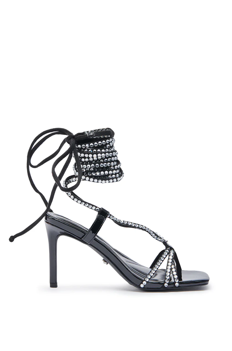 AZALEA WANG GOMER SPARKLE RHINESTONE LACE UP SANDAL - Image 4