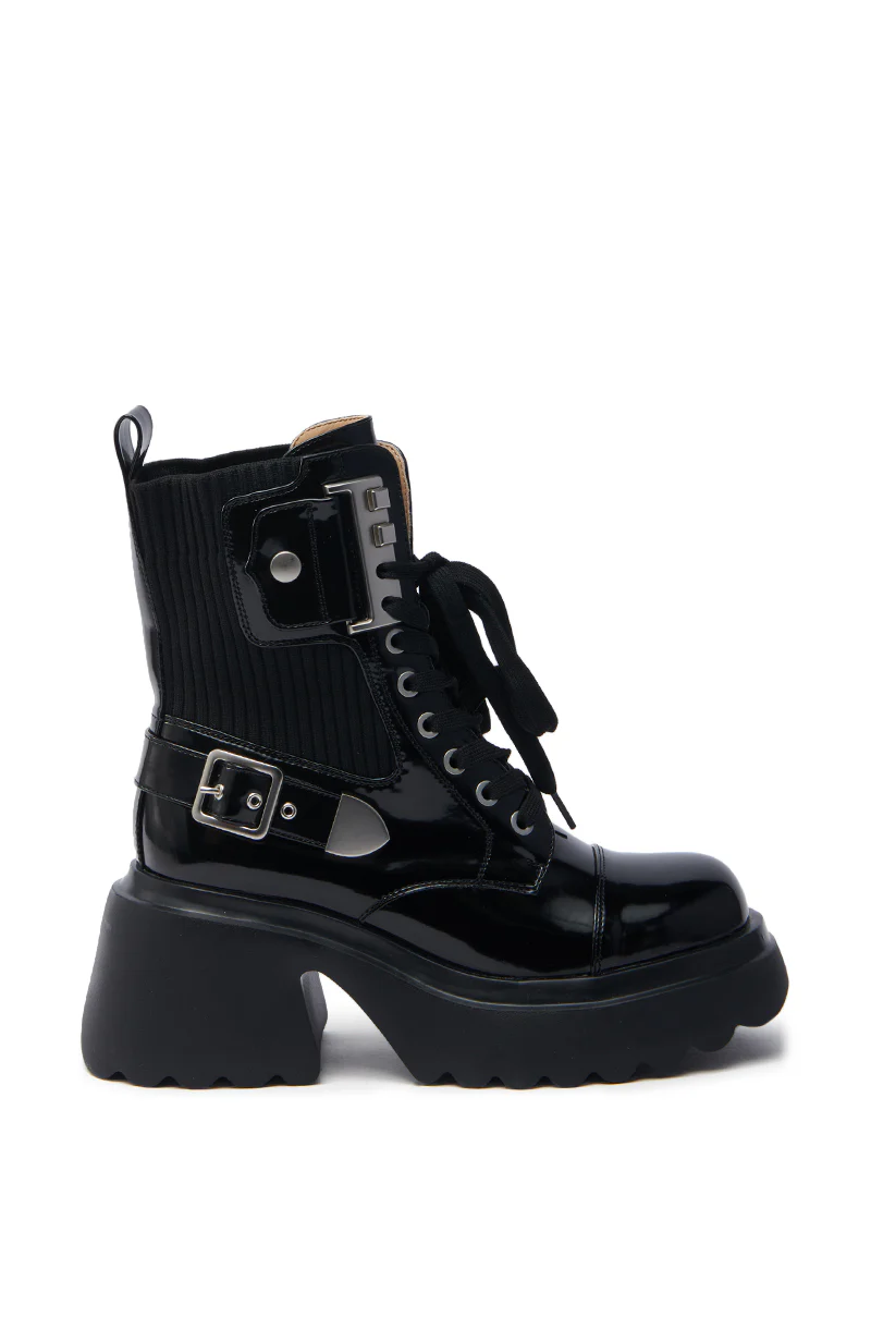 AZALEA WANG GRAY BLACK WITH METAL PLATFORM BOOTIE - Image 4