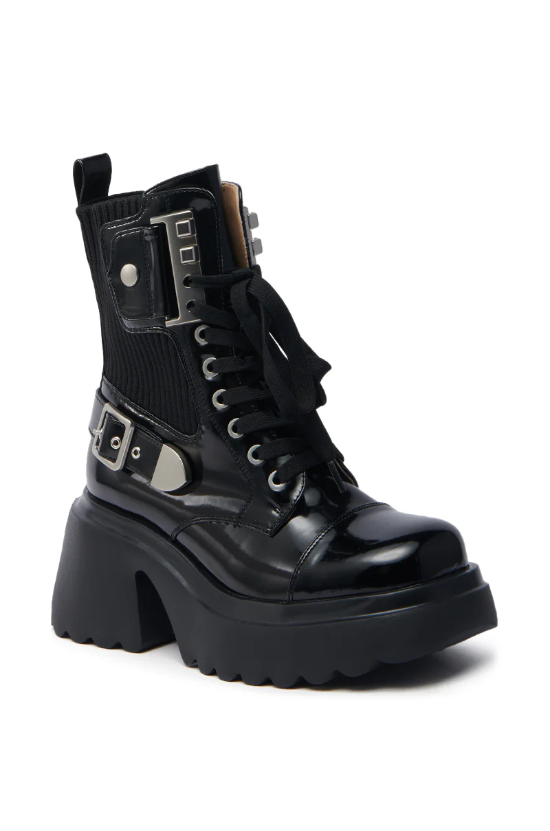 AZALEA WANG GRAY BLACK WITH METAL PLATFORM BOOTIE - Image 5