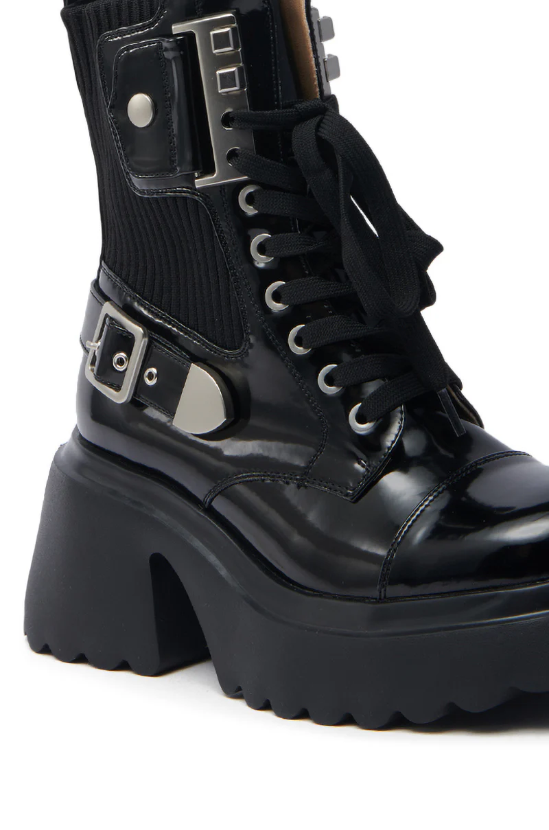 AZALEA WANG GRAY BLACK WITH METAL PLATFORM BOOTIE - Image 7