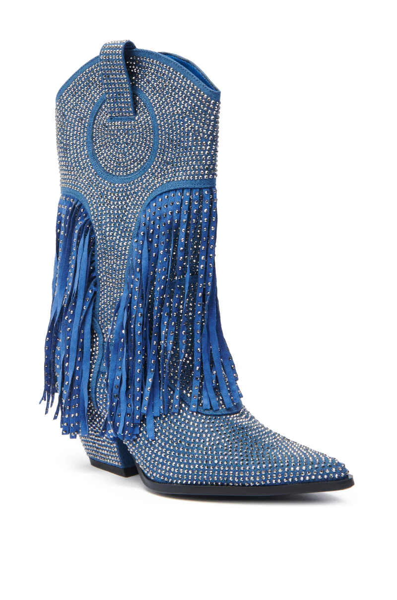 AZALEA WANG GREIA DENIM RHINESTONE COWBOY BOOTIE - Image 5