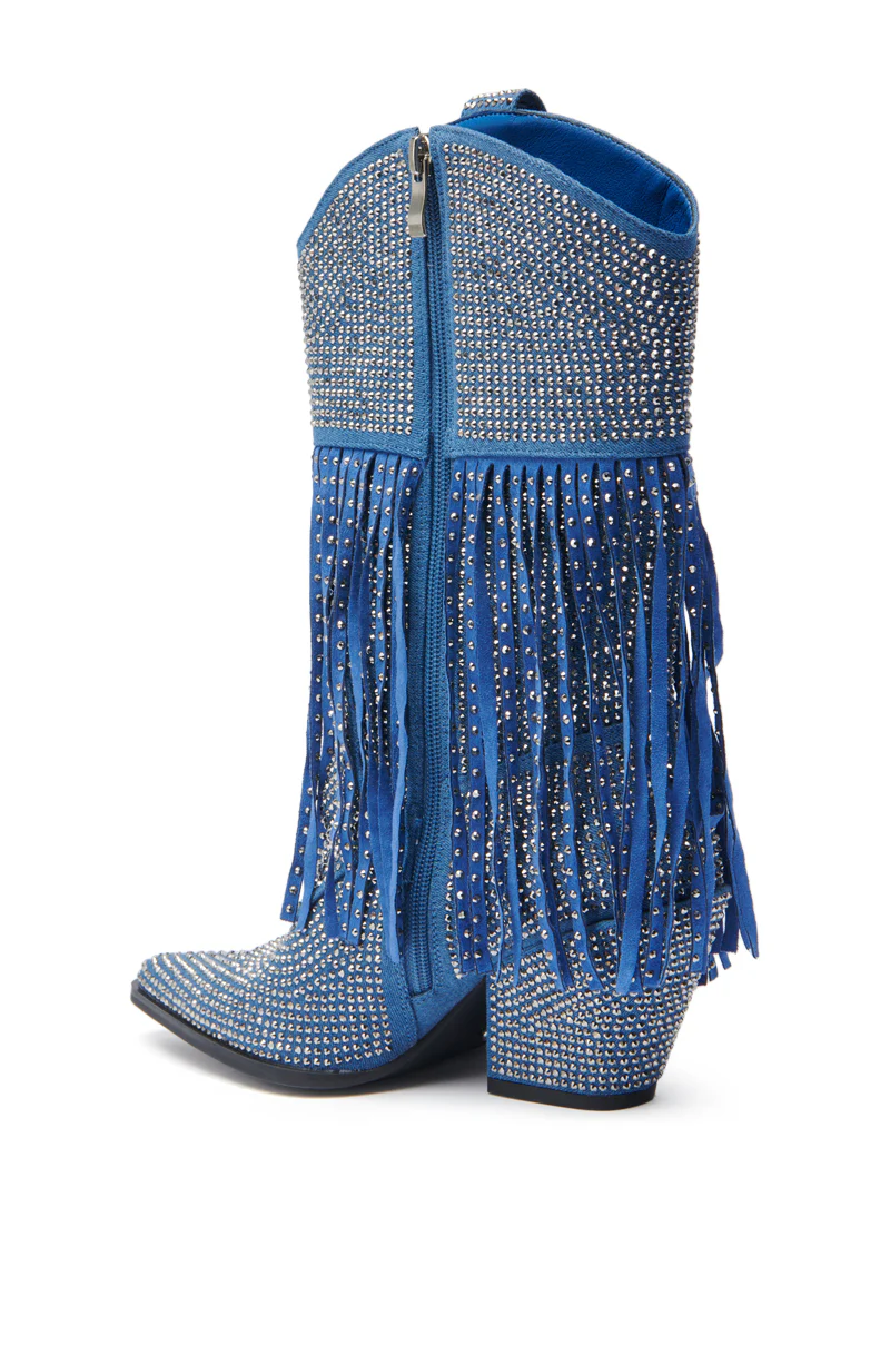 AZALEA WANG GREIA DENIM RHINESTONE COWBOY BOOTIE - Image 6