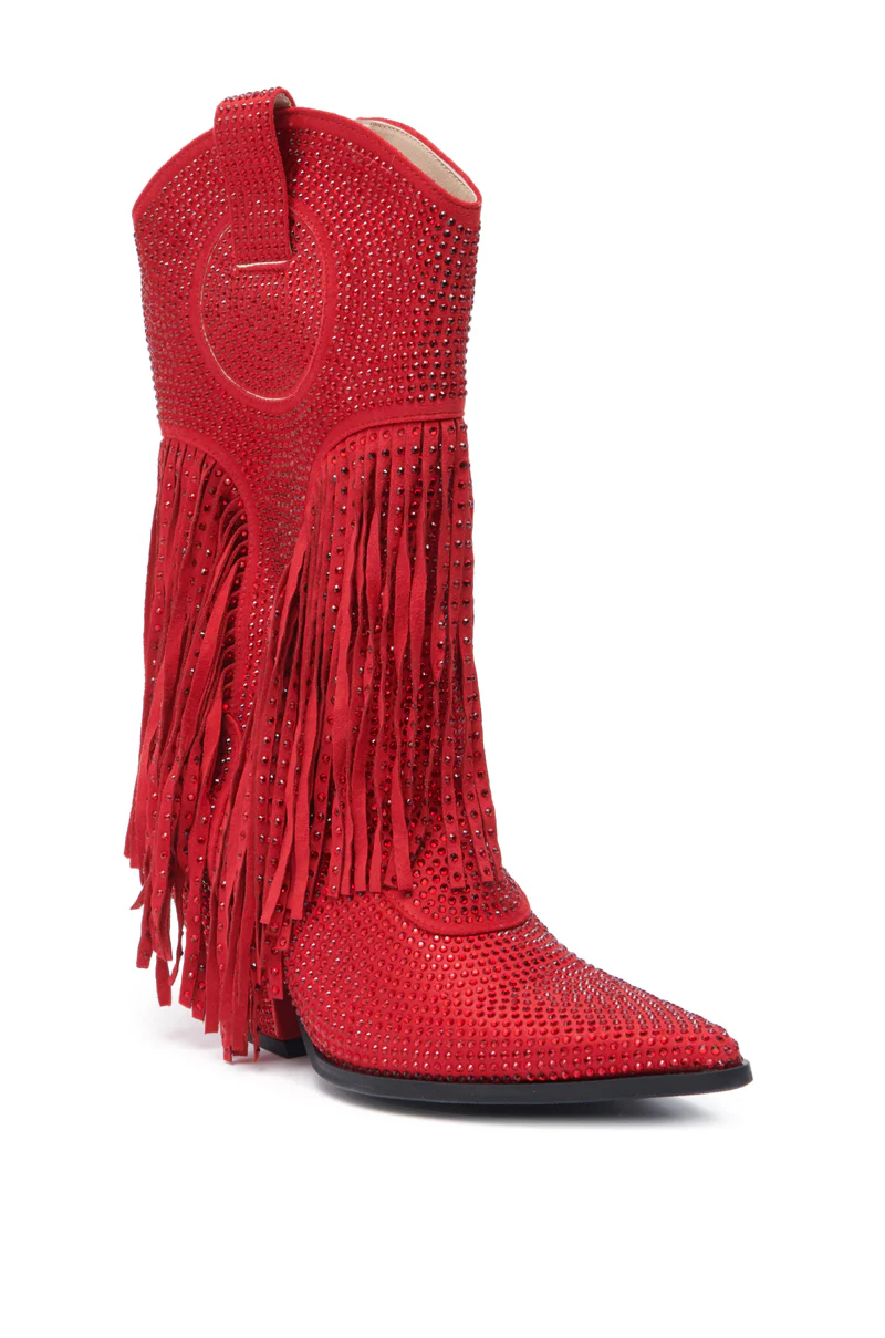 AZALEA WANG GREIA RED RHINESTONE COWBOY BOOTIE - Image 5