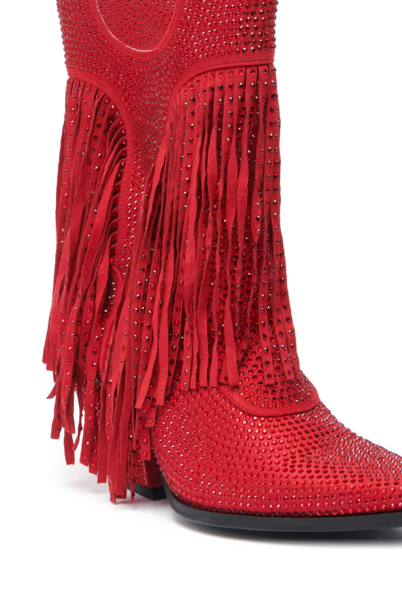 AZALEA WANG GREIA RED RHINESTONE COWBOY BOOTIE - Image 7