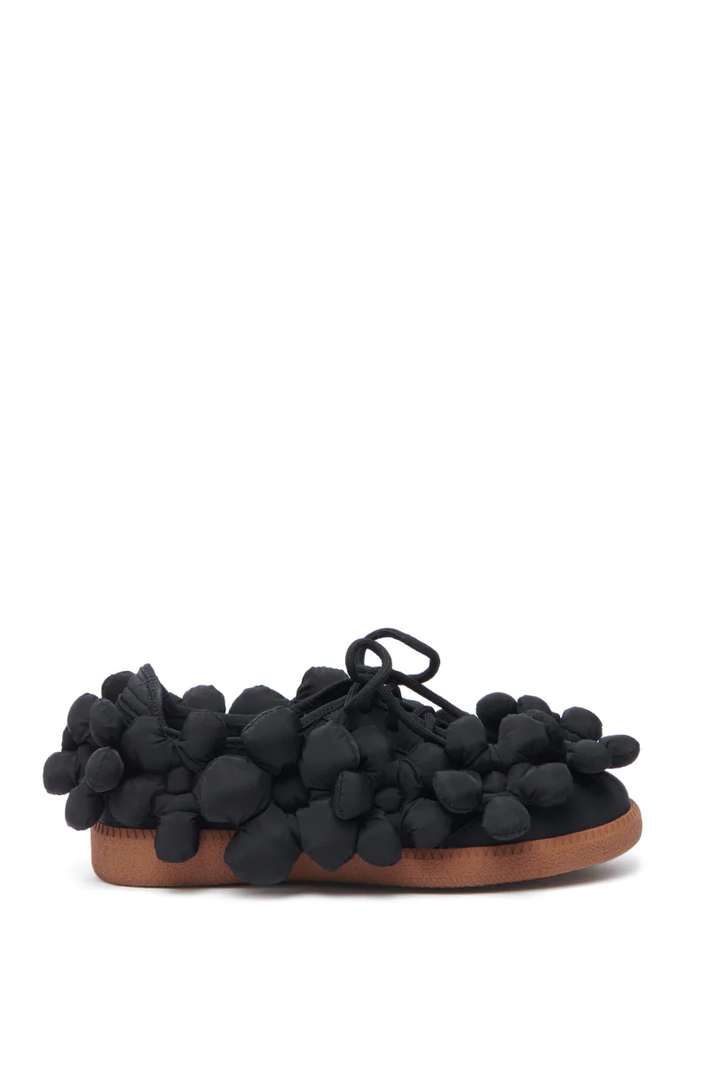 AZALEA WANG GREYI BLACK PUFF FLORAL FLAT SNEAKER - Image 4
