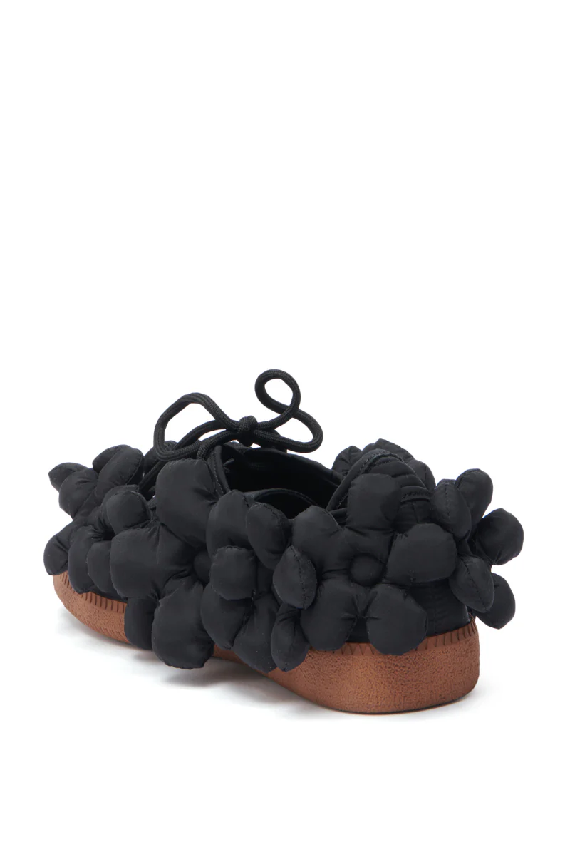 AZALEA WANG GREYI BLACK PUFF FLORAL FLAT SNEAKER - Image 6
