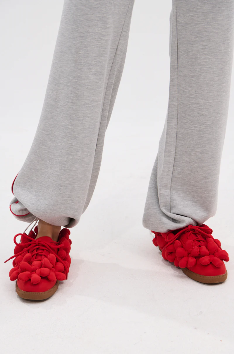 AZALEA WANG GREYI RED PUFF FLORAL FLAT SNEAKER - Image 2