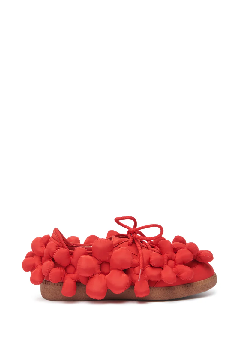 AZALEA WANG GREYI RED PUFF FLORAL FLAT SNEAKER - Image 4