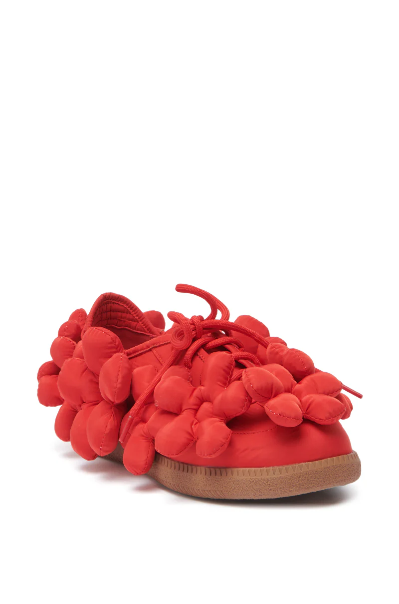 AZALEA WANG GREYI RED PUFF FLORAL FLAT SNEAKER - Image 5