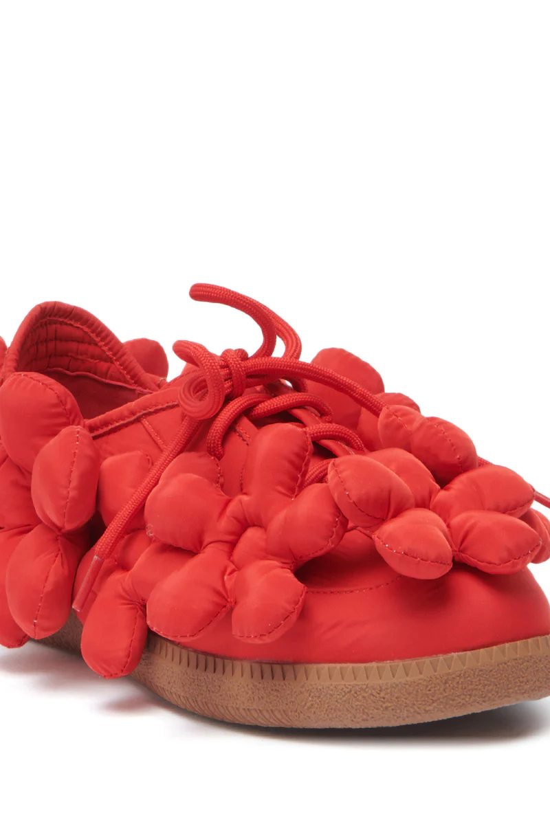 AZALEA WANG GREYI RED PUFF FLORAL FLAT SNEAKER - Image 7