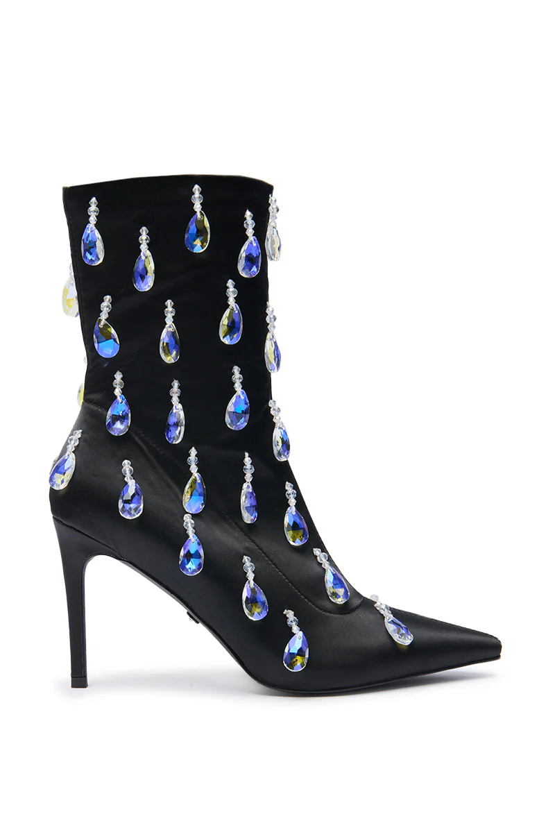 AZALEA WANG GUANTLETT BLACK CRYSTAL EMBELLISHED BOOTIE - Image 3