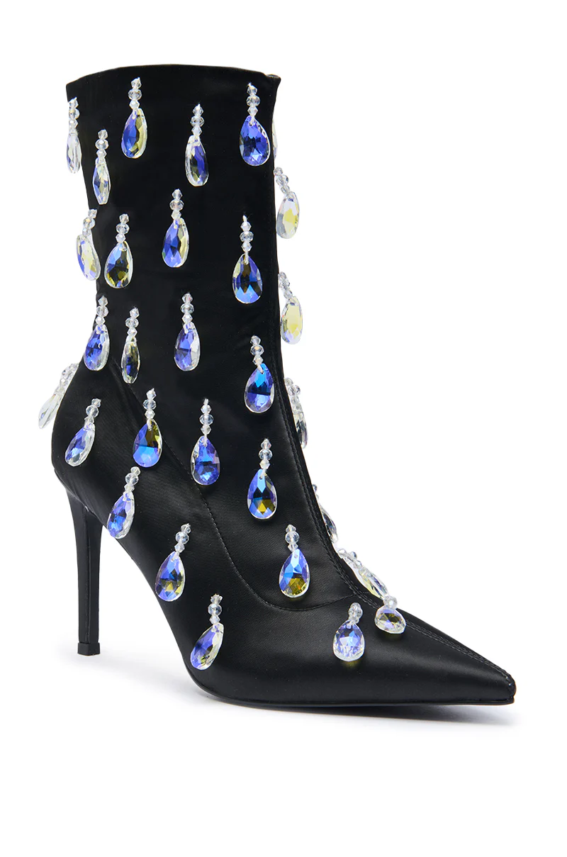 AZALEA WANG GUANTLETT BLACK CRYSTAL EMBELLISHED BOOTIE - Image 4