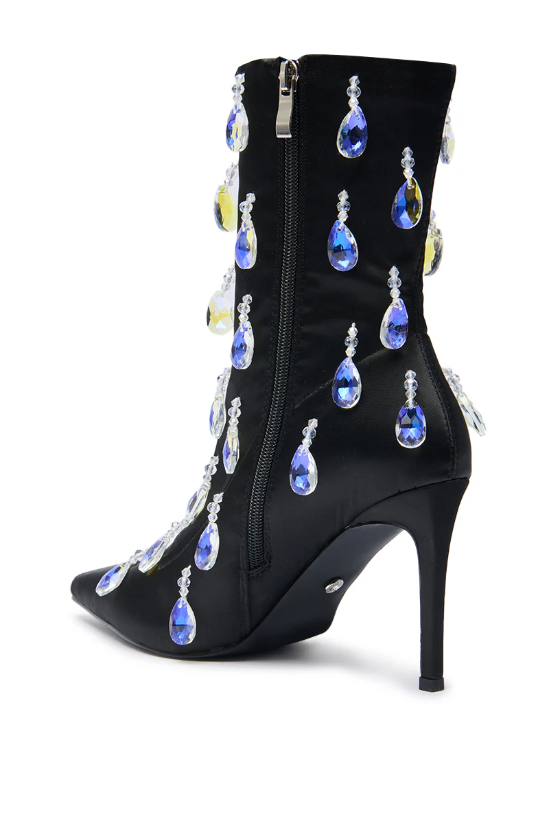 AZALEA WANG GUANTLETT BLACK CRYSTAL EMBELLISHED BOOTIE - Image 5