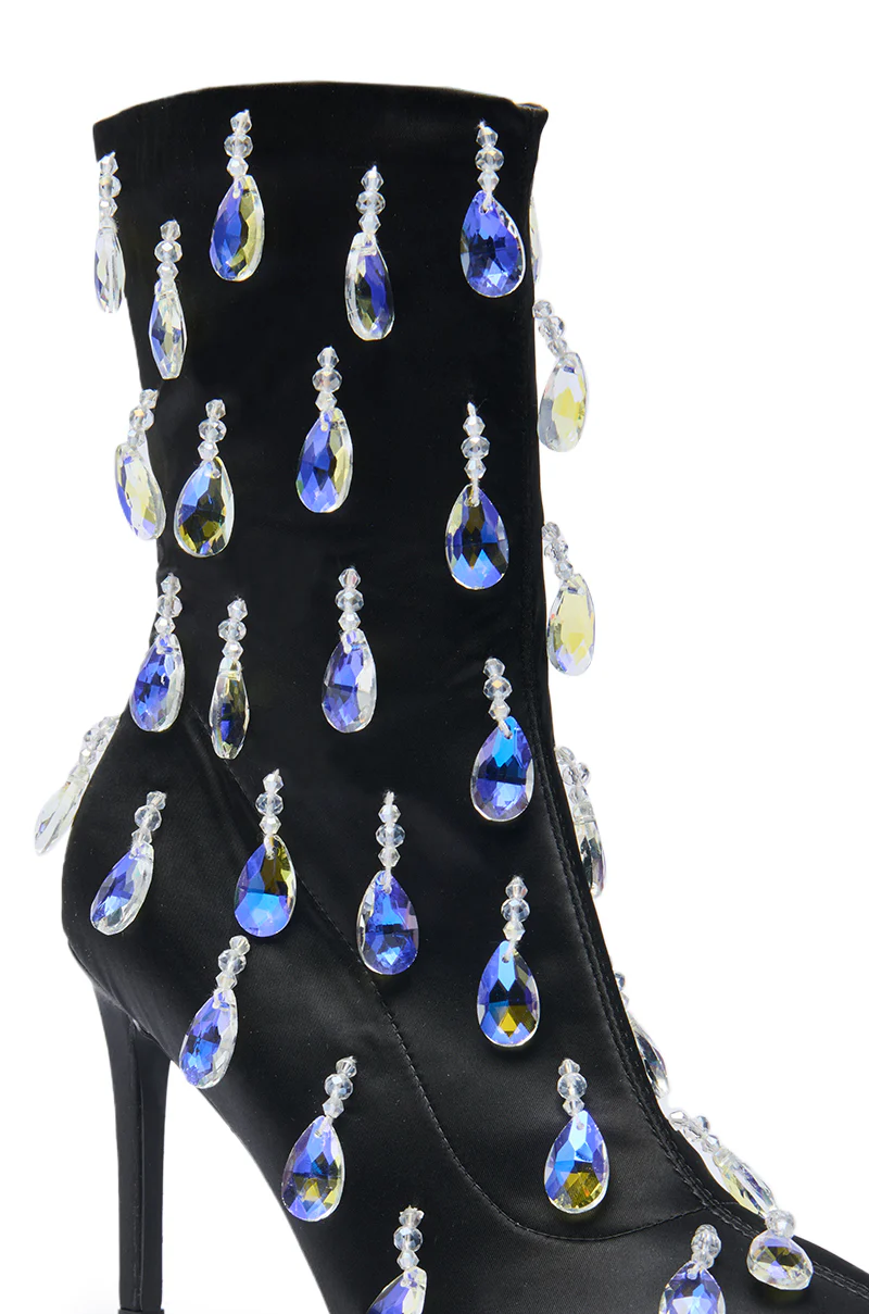AZALEA WANG GUANTLETT BLACK CRYSTAL EMBELLISHED BOOTIE - Image 6