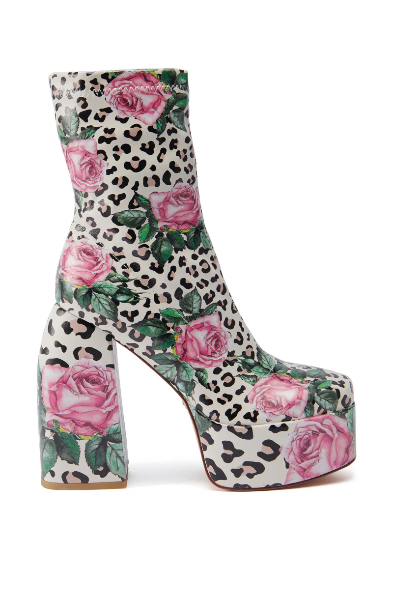 AZALEA WANG HADLEIGH LEOPARD AND FLORAL PLATFORM BOOTIE - Image 3