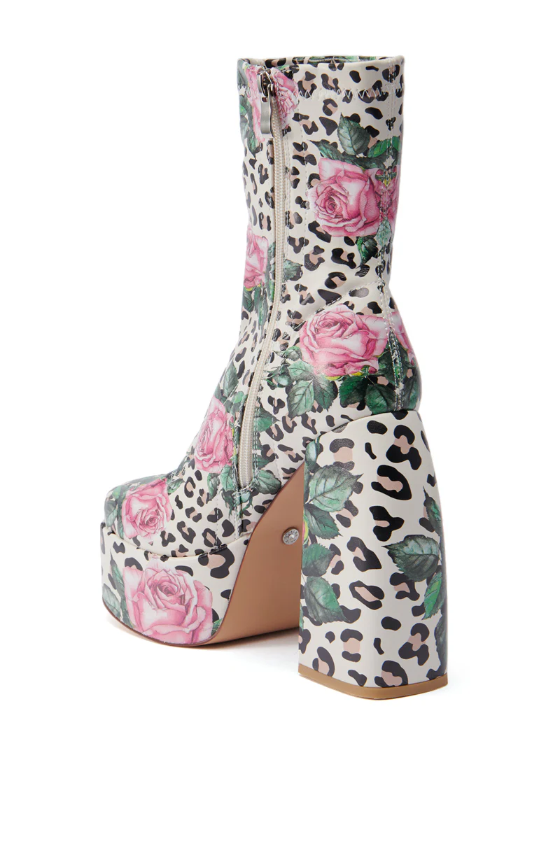 AZALEA WANG HADLEIGH LEOPARD AND FLORAL PLATFORM BOOTIE - Image 5