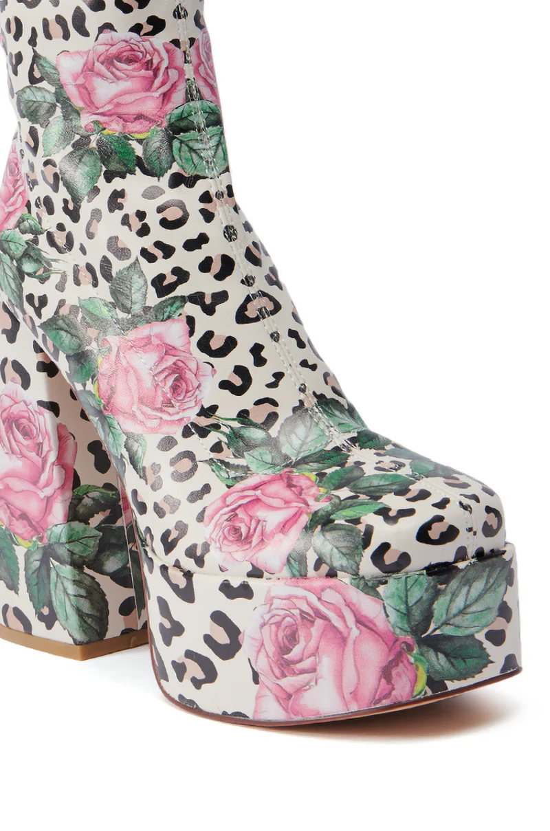 AZALEA WANG HADLEIGH LEOPARD AND FLORAL PLATFORM BOOTIE - Image 6