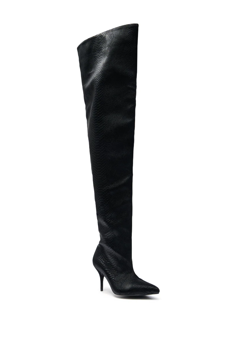 AZALEA WANG HALINA BLACK SNAKE THIGH HIGH BOOT - Image 6