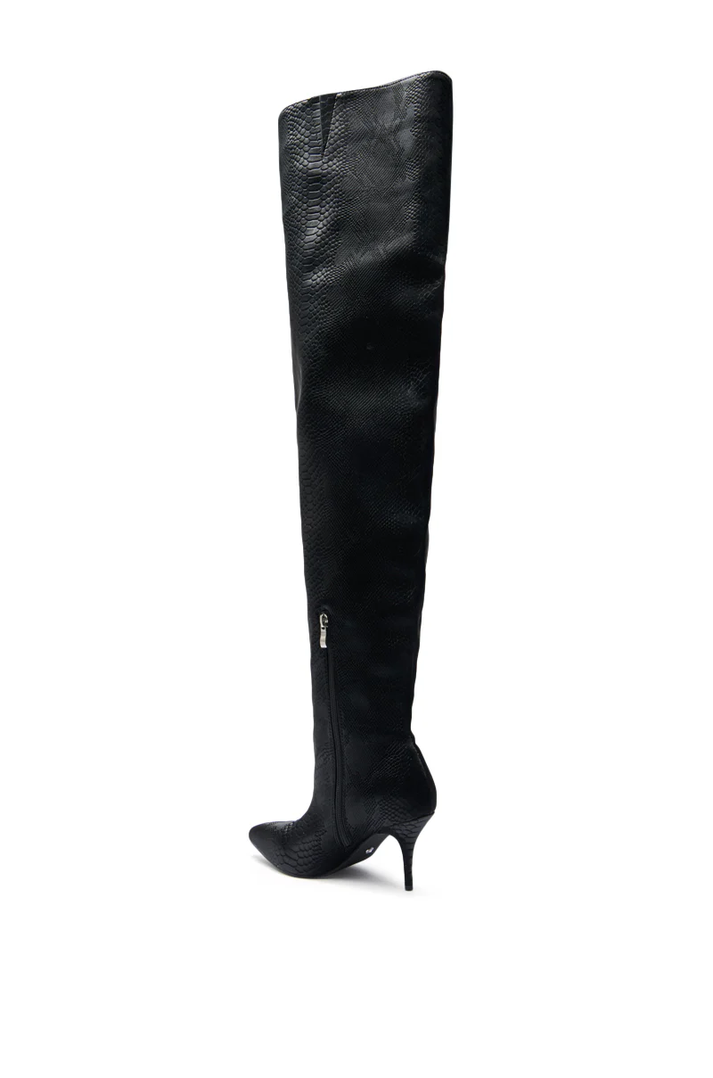 AZALEA WANG HALINA BLACK SNAKE THIGH HIGH BOOT - Image 7