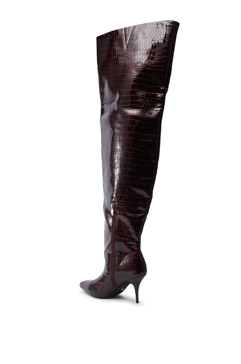 AZALEA WANG HALINA BURGUNDY CROC STILETTO BOOT - Image 9