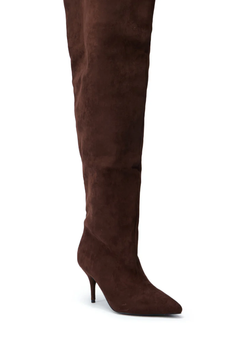AZALEA WANG HALINA BROWN FAUX SUEDE STILETTO BOOT - Image 8