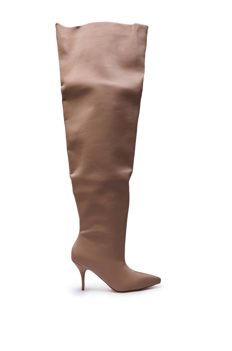 AZALEA WANG HALINA KHAKI THIGH HIGH BOOT - Image 4