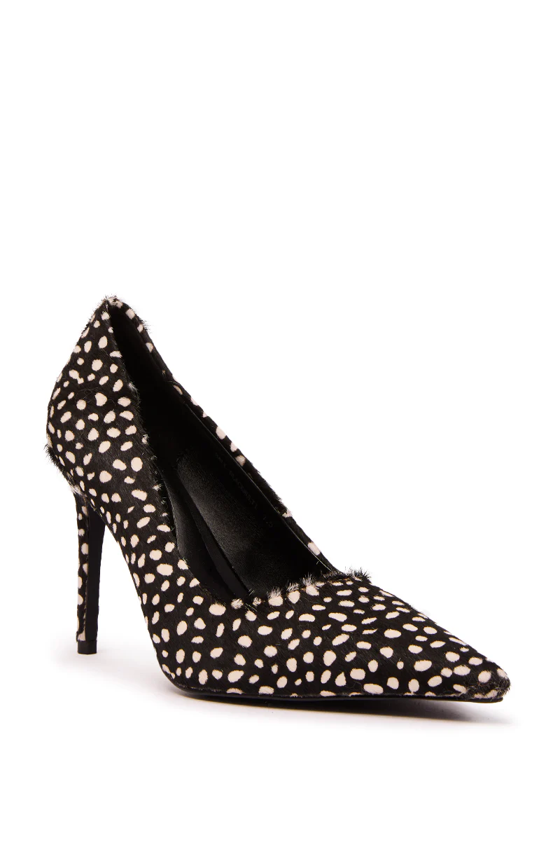 AZALEA WANG HALL BLACK MULTI SPOTTED PONY HAIR PUMP - Image 7