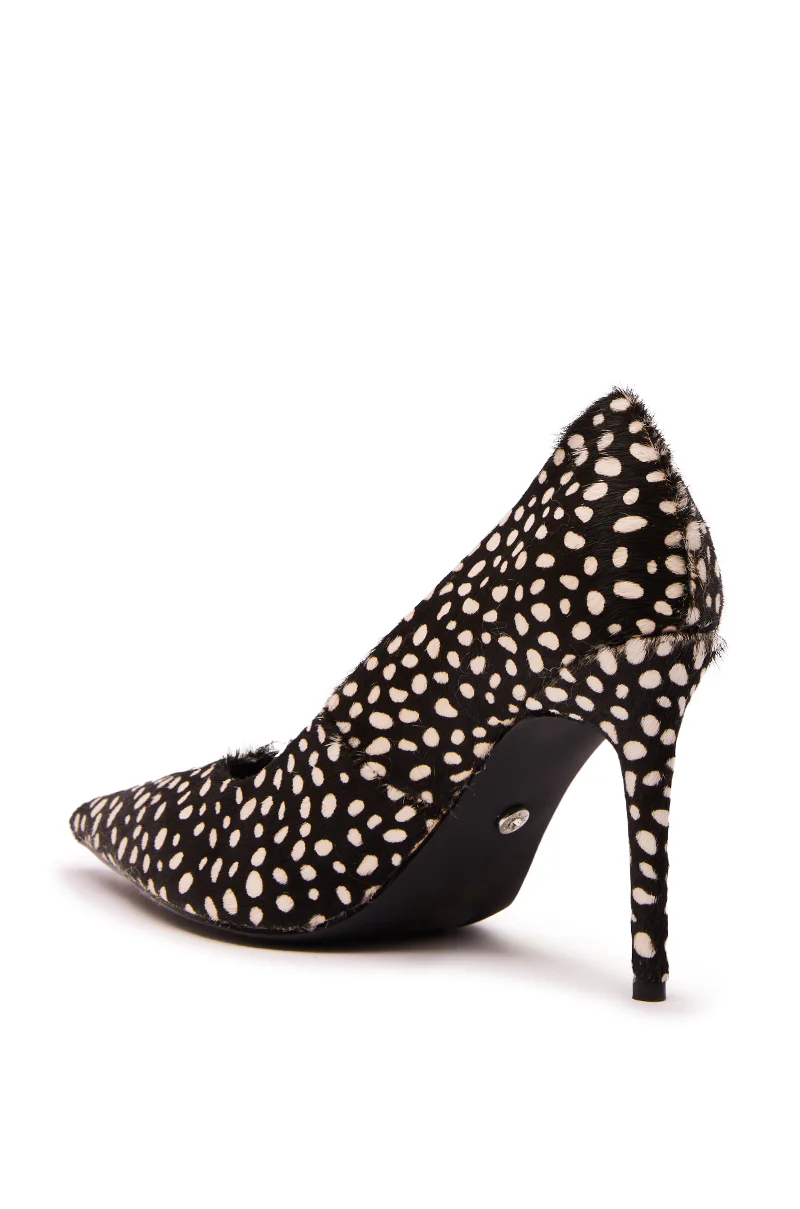 AZALEA WANG HALL BLACK MULTI SPOTTED PONY HAIR PUMP - Image 8