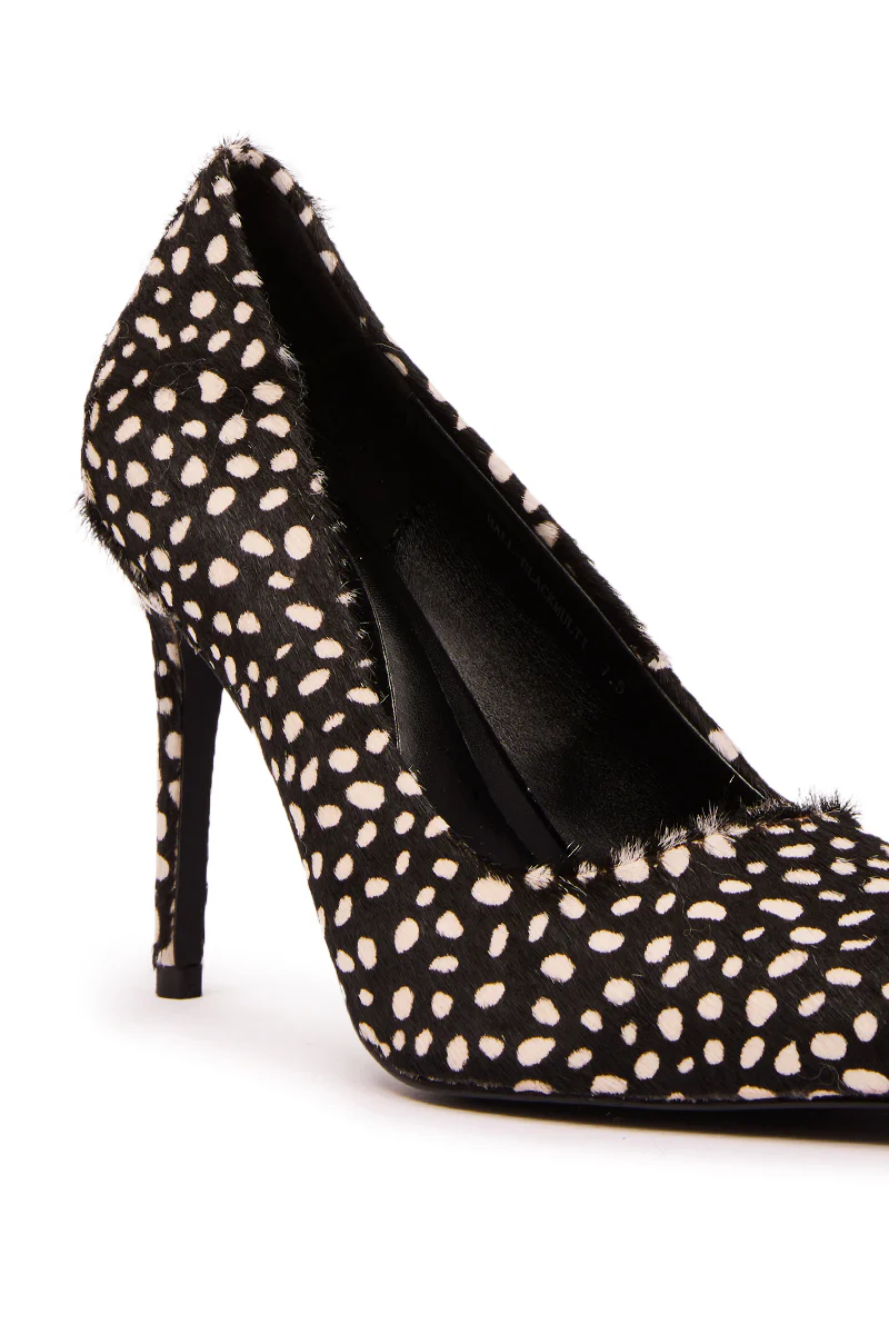AZALEA WANG HALL BLACK MULTI SPOTTED PONY HAIR PUMP - Image 9