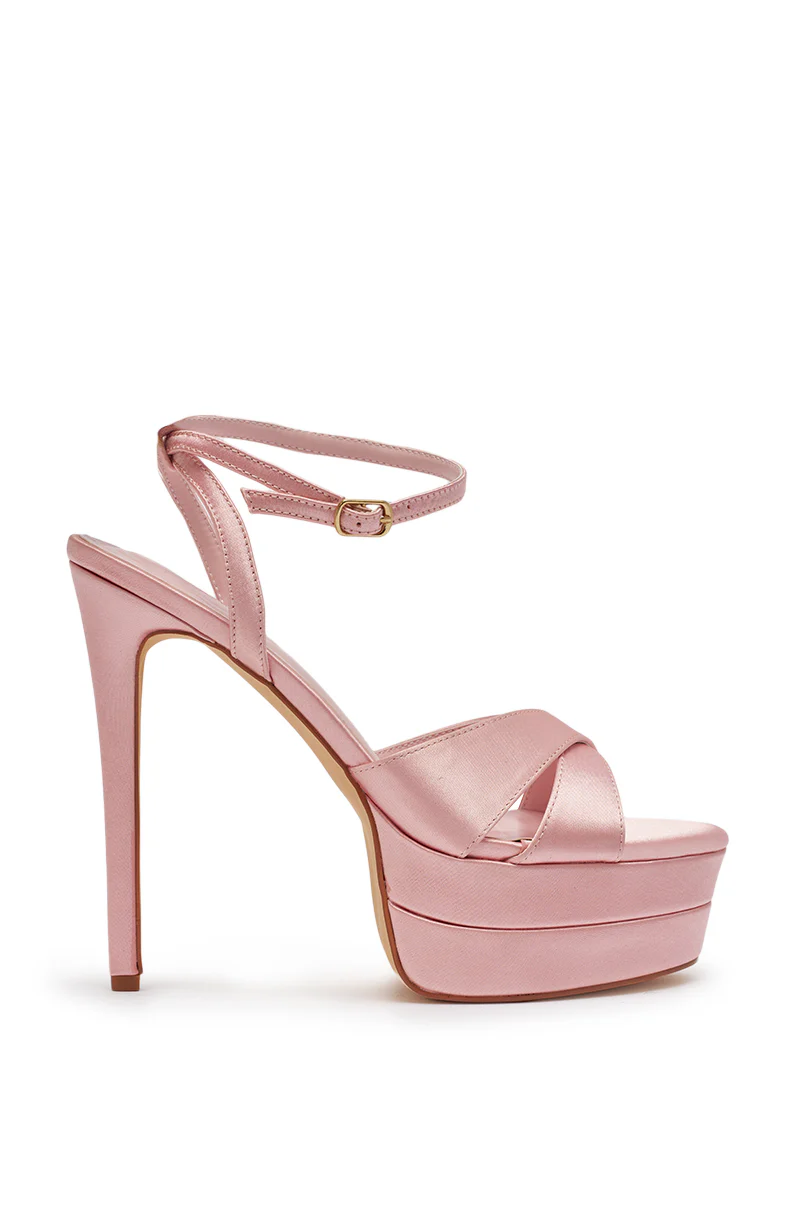 AZALEA WANG HALLADAY PINK SATIN PLATFORM STILETTO SANDAL - Image 6