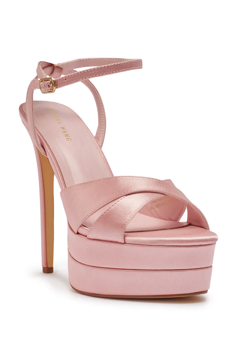 AZALEA WANG HALLADAY PINK SATIN PLATFORM STILETTO SANDAL - Image 7