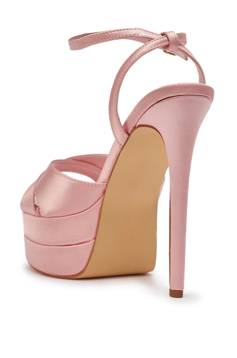 AZALEA WANG HALLADAY PINK SATIN PLATFORM STILETTO SANDAL - Image 8