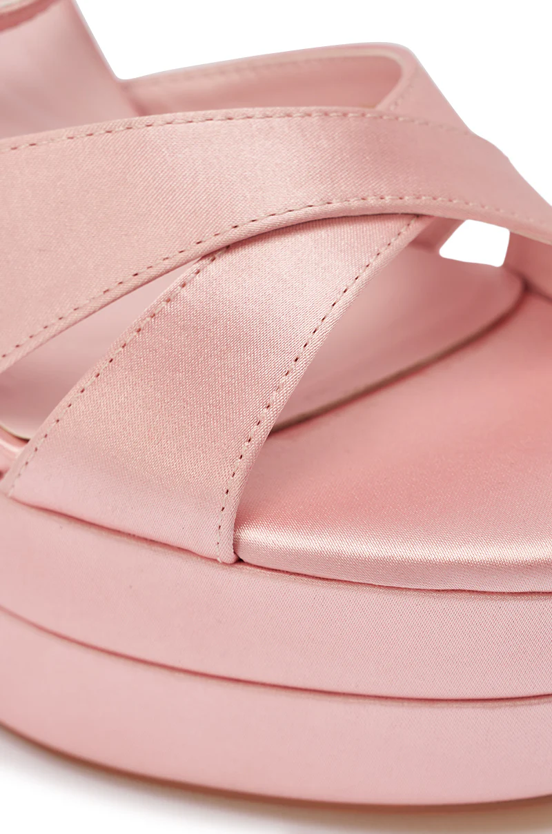 AZALEA WANG HALLADAY PINK SATIN PLATFORM STILETTO SANDAL - Image 9