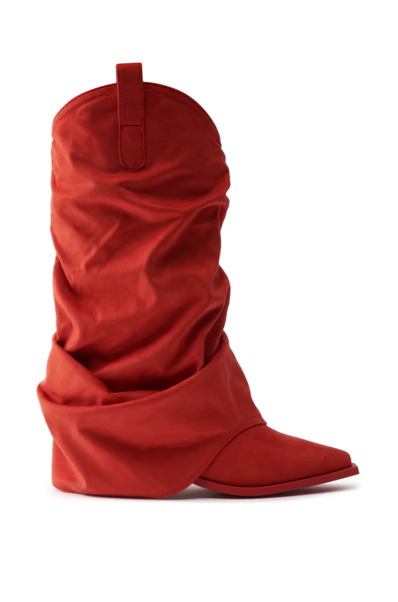 AZALEA WANG HAWKSTON RED RUCHED WESTERN BOOTIE - Image 10
