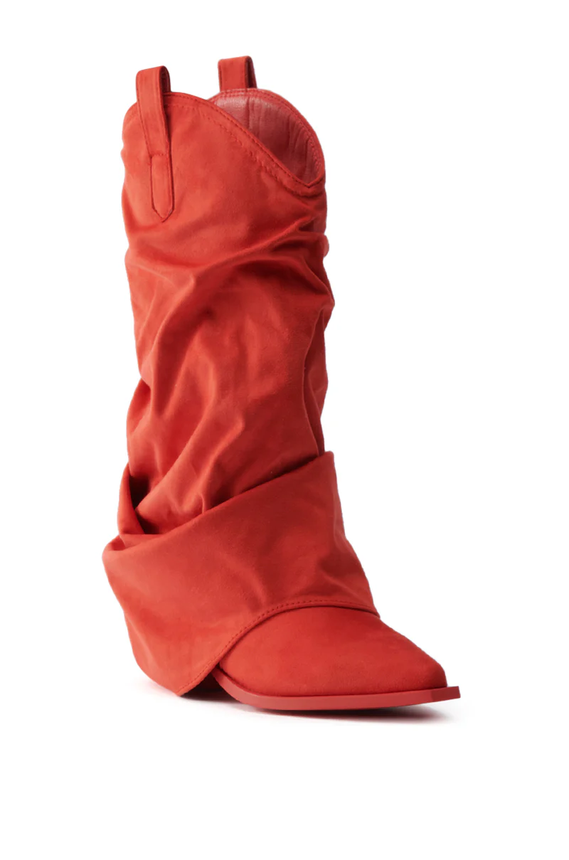 AZALEA WANG HAWKSTON RED RUCHED WESTERN BOOTIE - Image 11
