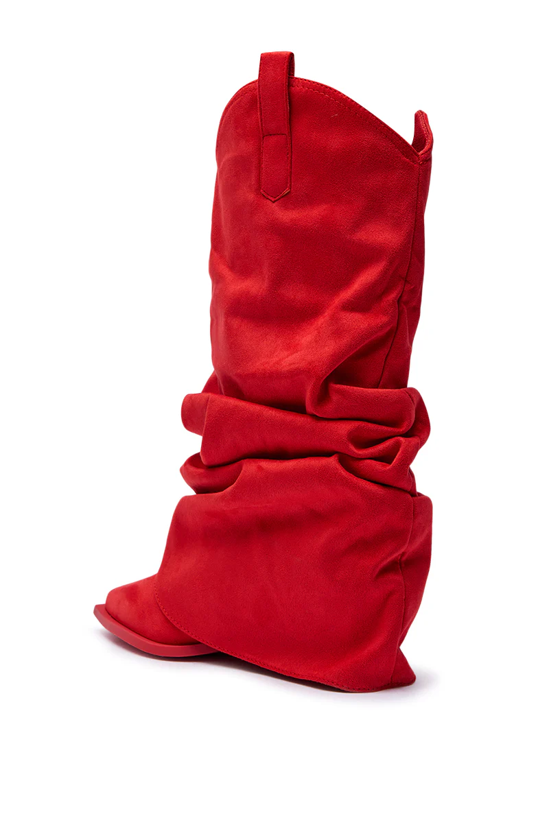 AZALEA WANG HAWKSTON RED RUCHED WESTERN BOOTIE - Image 6