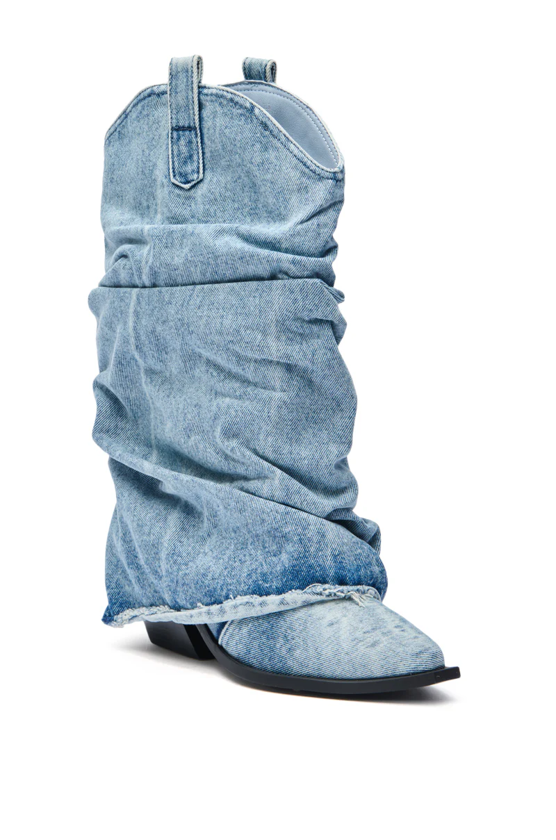 AZALEA WANG HAWSTON DENIM WESTERN FOLD-OVER BOOT - Image 6