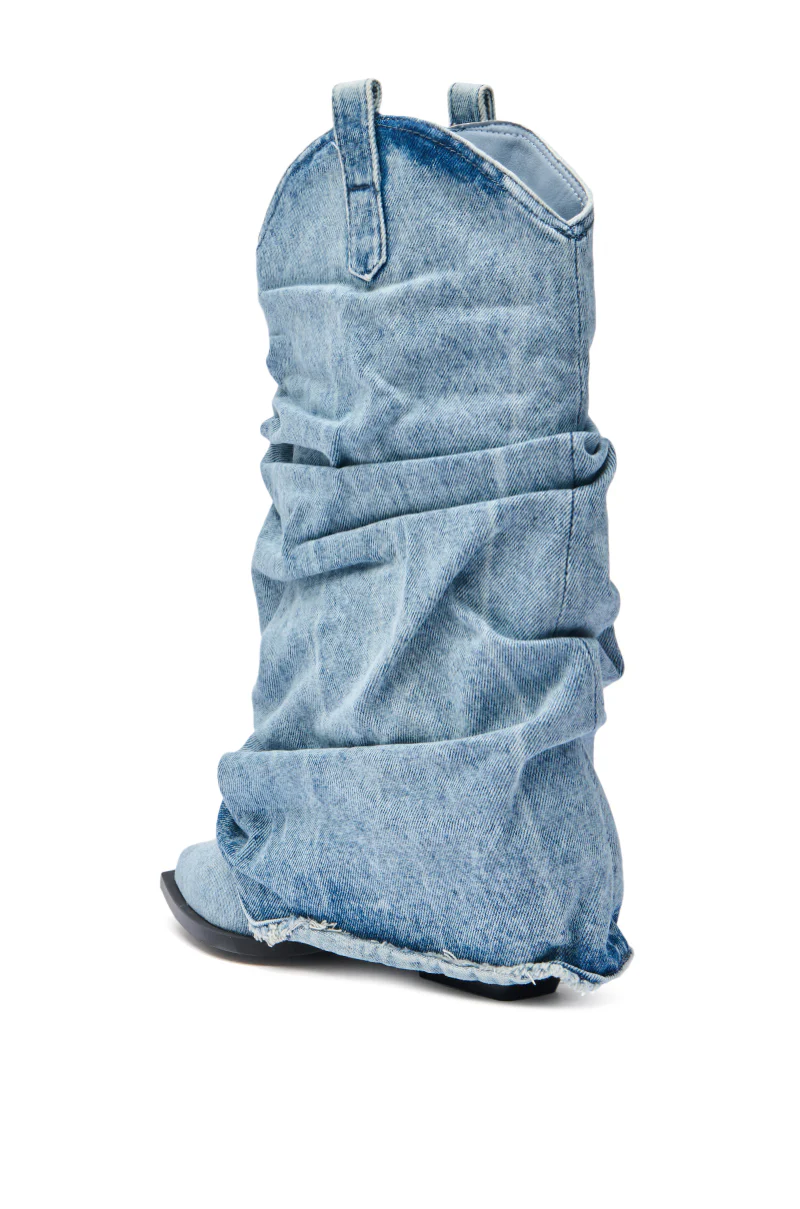 AZALEA WANG HAWSTON DENIM WESTERN FOLD-OVER BOOT - Image 7