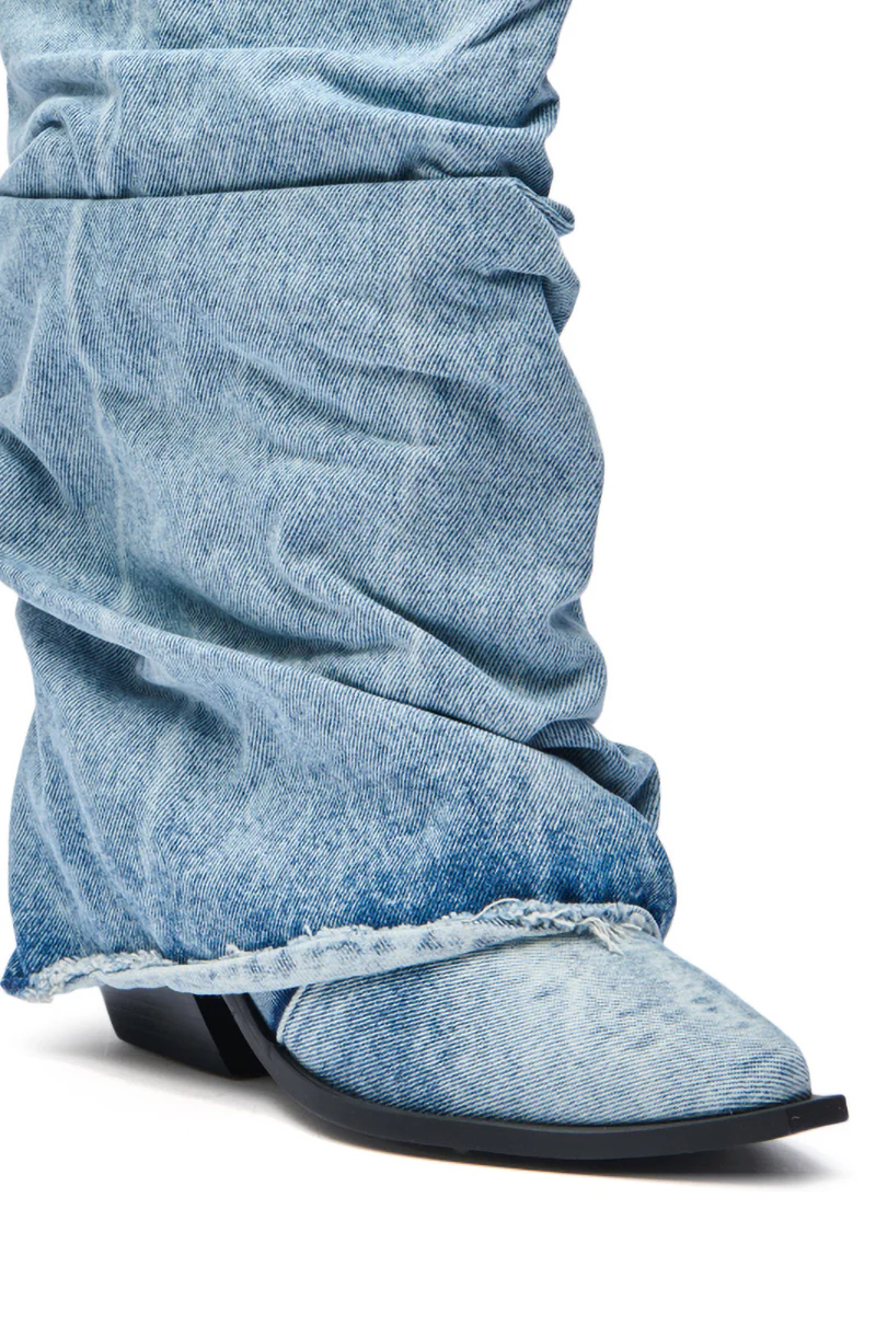 AZALEA WANG HAWSTON DENIM WESTERN FOLD-OVER BOOT - Image 8