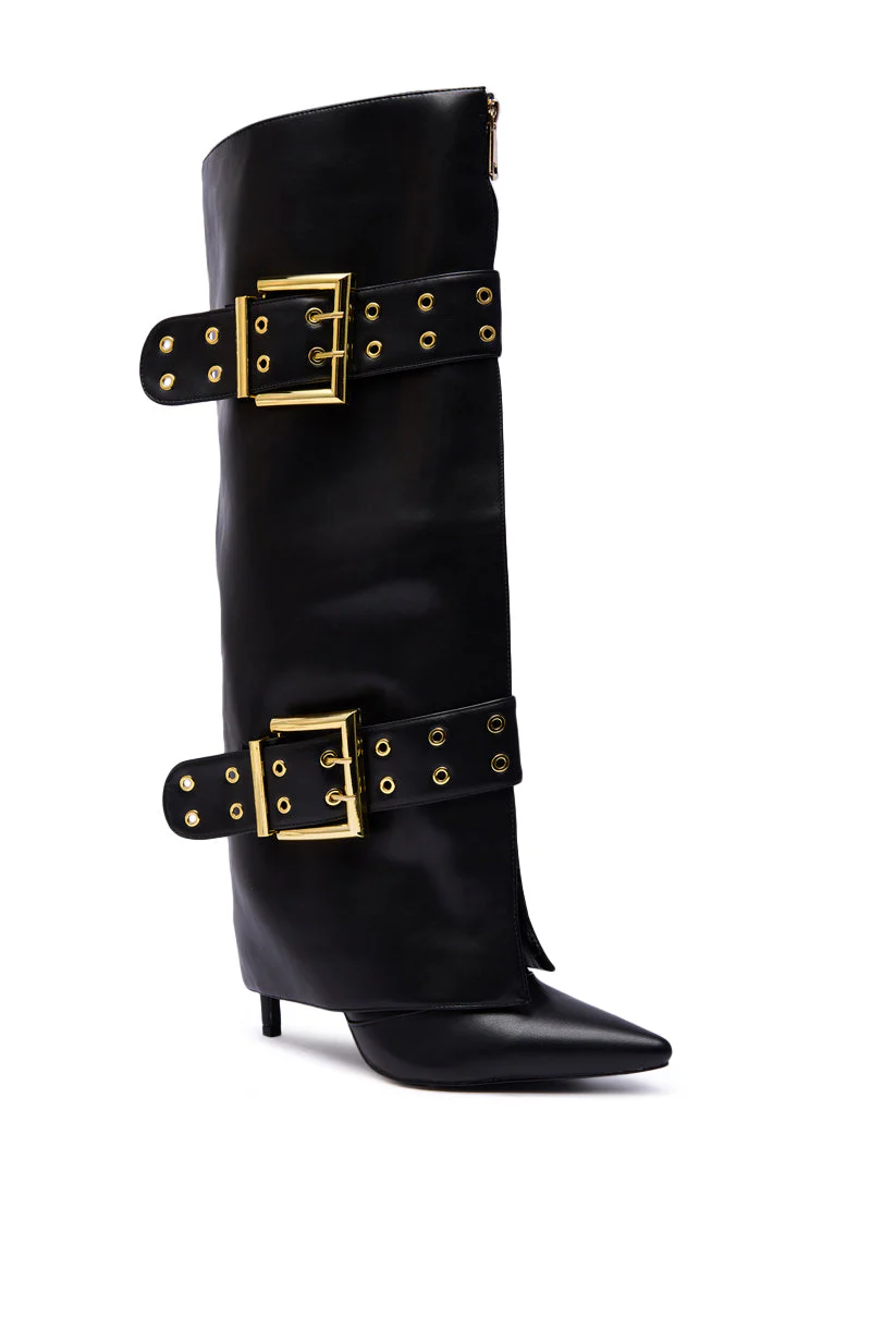 AZALEA WANG ROOVER BLACK HARDWARE EMBELLISHED STILETTO BOOT - Image 7