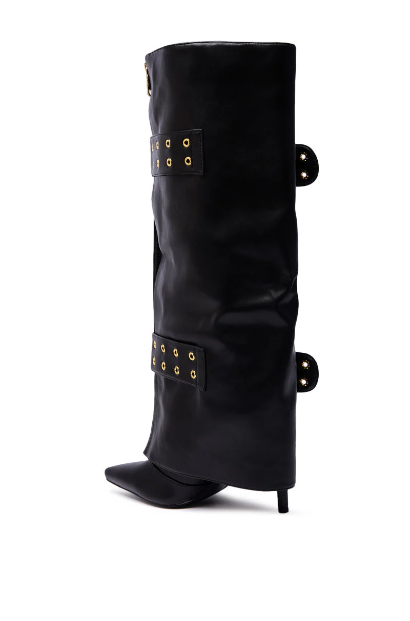 AZALEA WANG ROOVER BLACK HARDWARE EMBELLISHED STILETTO BOOT - Image 8