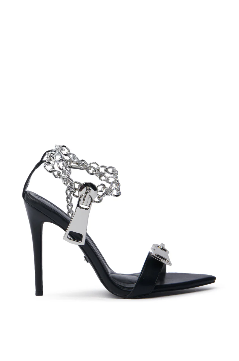 AZALEA WANG HORUS BLACK ZIPPER DETAIL SANDAL - Image 7