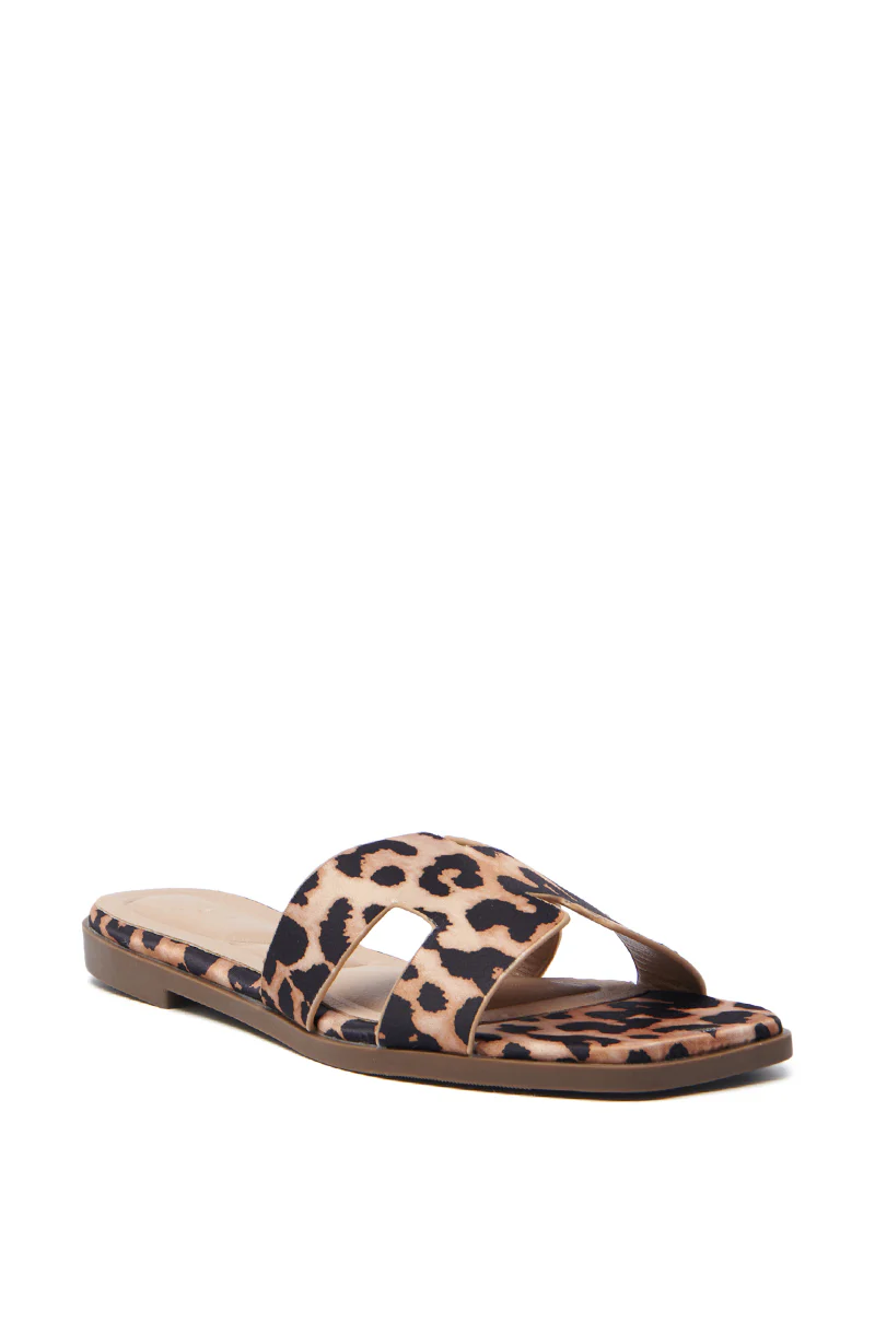 AKIRA HOWDY FAUX SUEDE LEOPARD SLIP ON SANDAL - Image 5