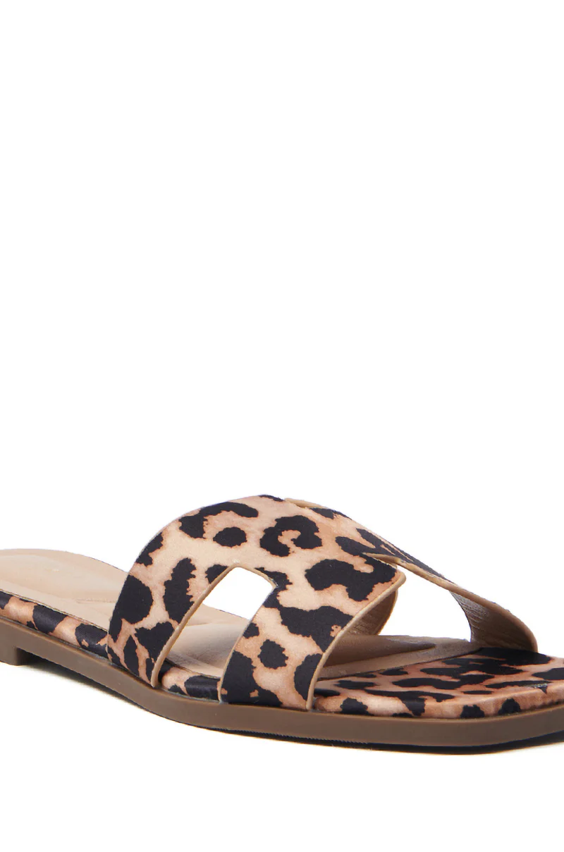 AKIRA HOWDY FAUX SUEDE LEOPARD SLIP ON SANDAL - Image 7