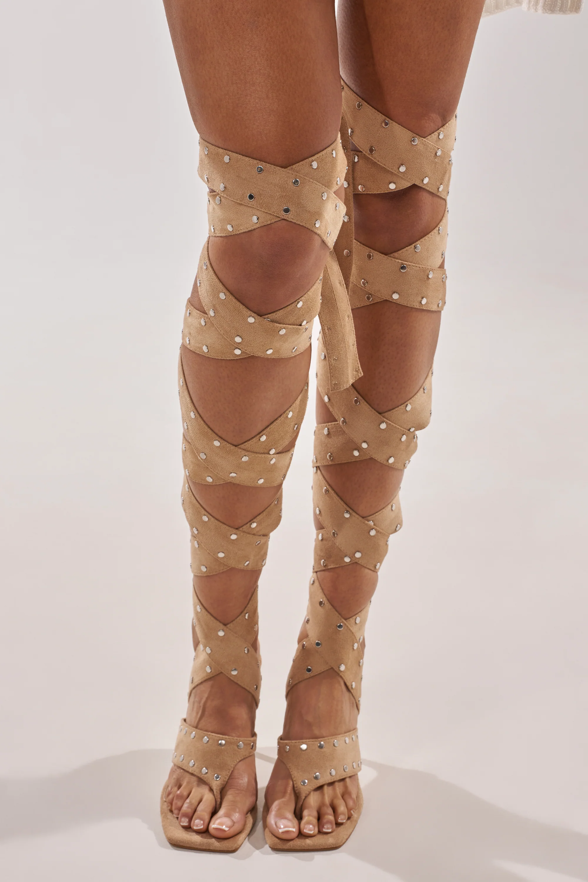 AZALEA WANG SODALITE NUDE FAUX SUEDE LACE UP SANDAL - Image 3
